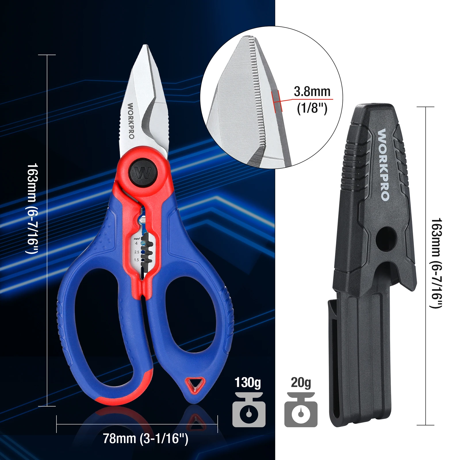 WORKPRO Electrician Scissors Wire Stripper Hand Tool Wire Stripper Wire Cable Cutter Plumbing Electrical Cable Stripper Wire