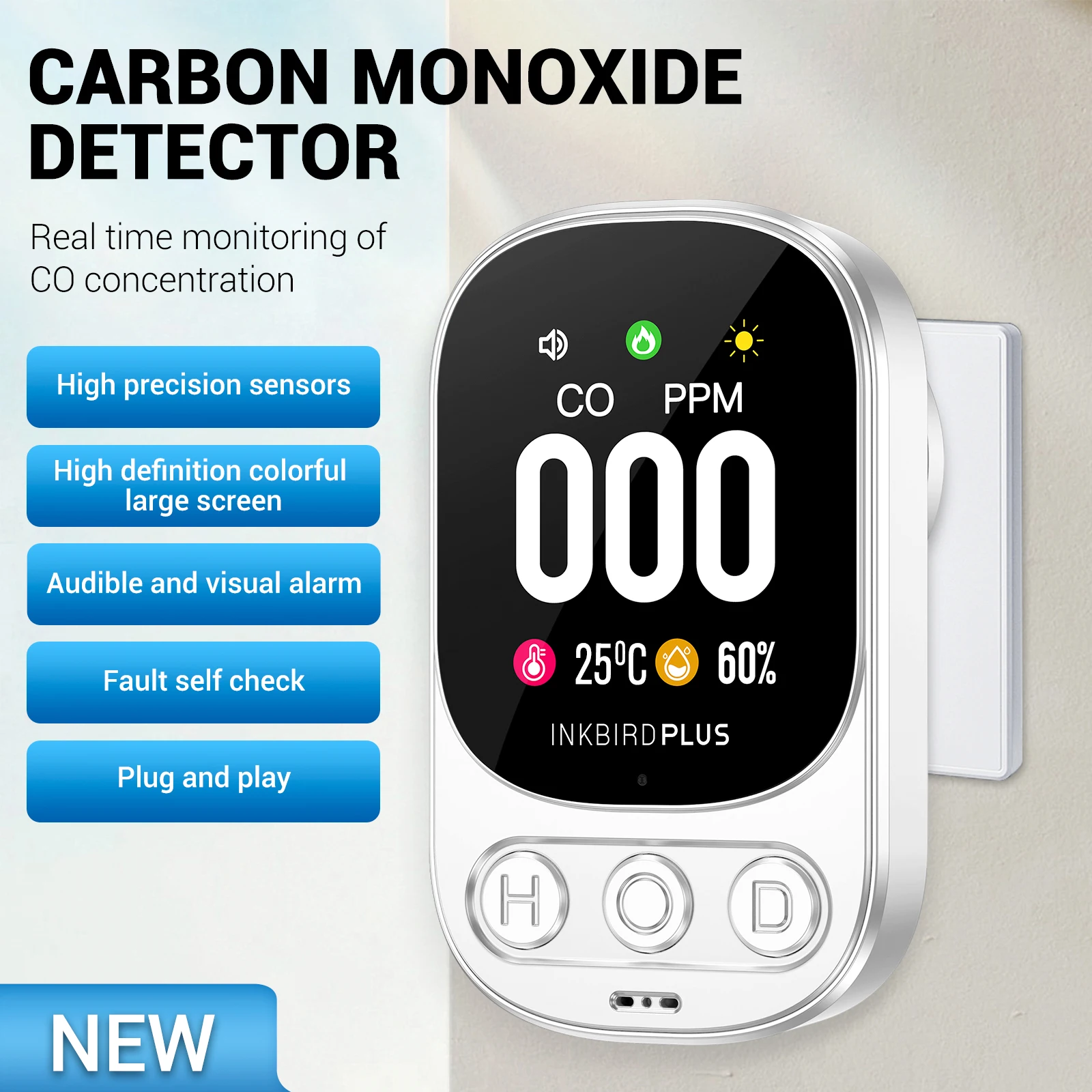 Imagem -02 - Inkbirdplus-detector Plug-in de Monóxido de Carbono Umidade Temperatura Interior e Monitor de co Hotel Doméstico e Veículo Recreativo em 1