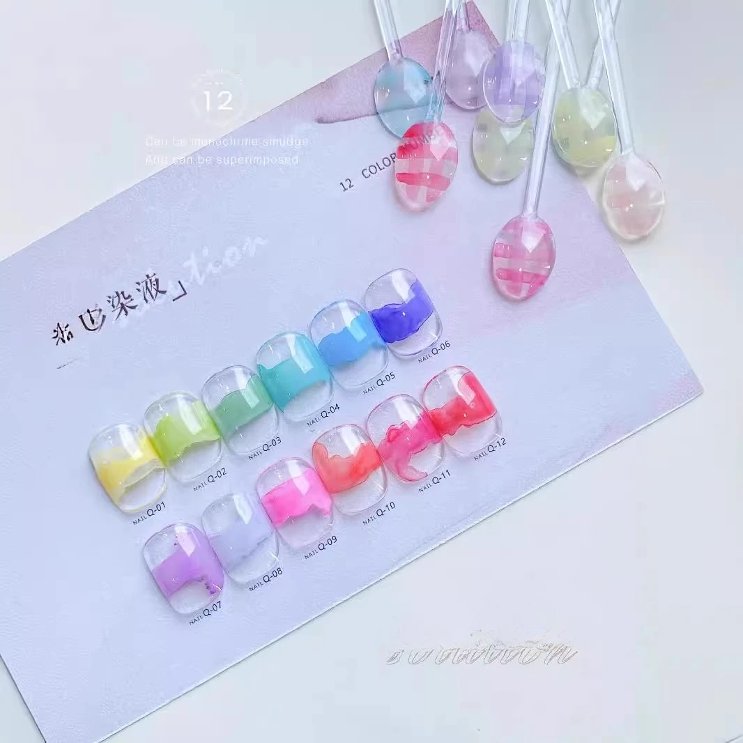 

12 цветов, 15 мл, цветущий гель, акварельные чернила, лак для ногтей — эффект дыма и мрамора, воздушно-сухой, сделай сам, подарки для дизайна ногтей для женщин и свидания в ночное время