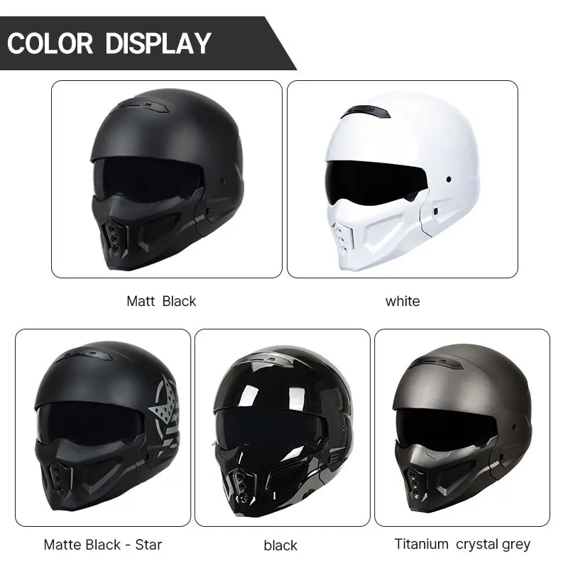 Capacete destacável da motocicleta do escorpião para homens, combinação de múltiplos propósitos, locomotiva, personalidade