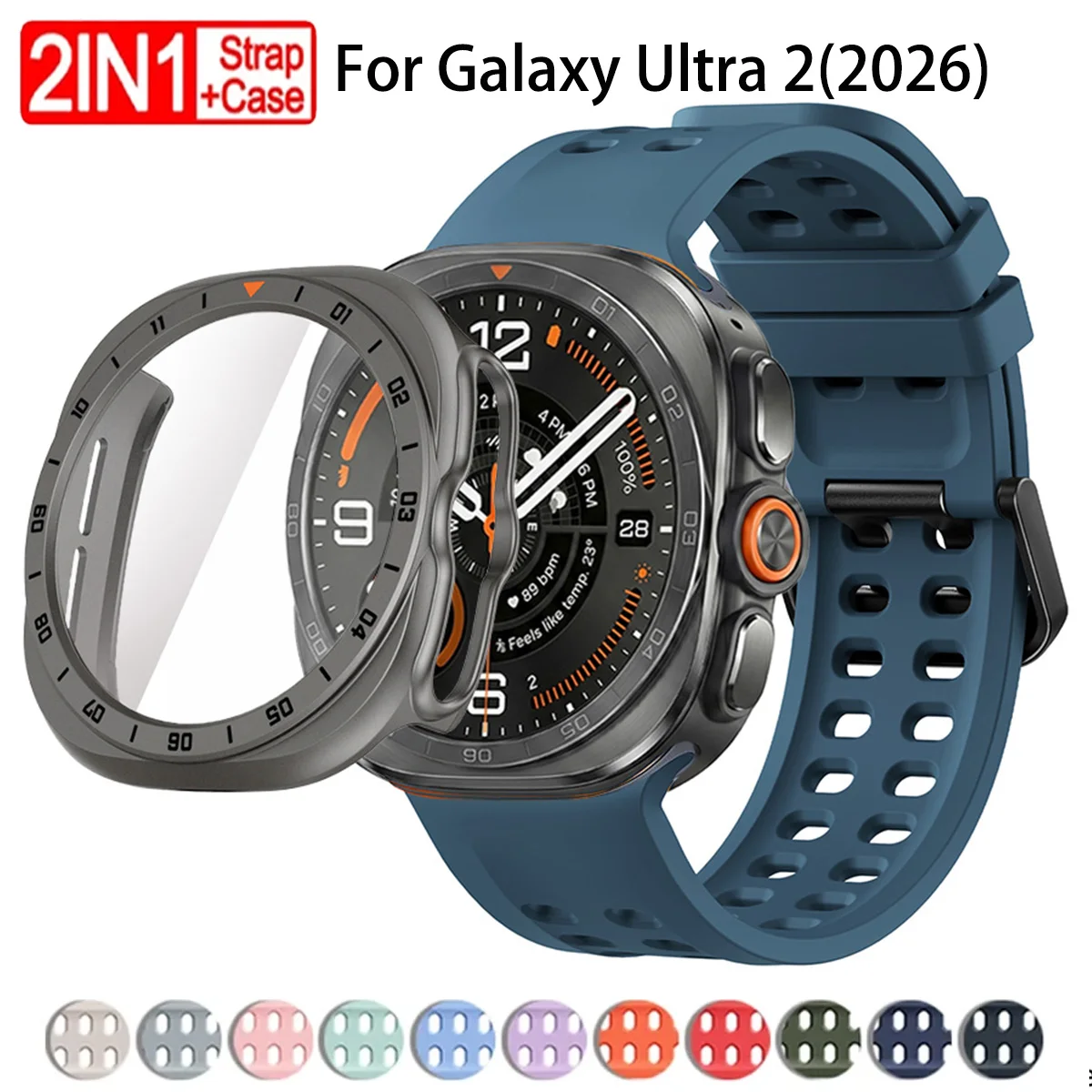 Strap + Case + Tempered Glass for Samsung Galaxy Ultra 2 Ultra 2026 Sport Band Hard PC Cover for Galaxy 9 Ultra 2 Belt Frame