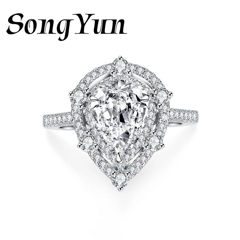 SongYun Jewelry 925 Sterling Silver Ring Moissanite D Color VVS Luxury Women 925 Sterling Silver Rings Diamond Accessories