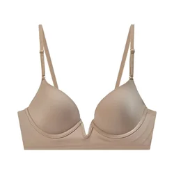 Sutiã com decote em V profundo para mulheres, sutiãs sem costura, lingerie ultrabaixo com costas abertas em U, bralette invisível, costas de beleza, verão