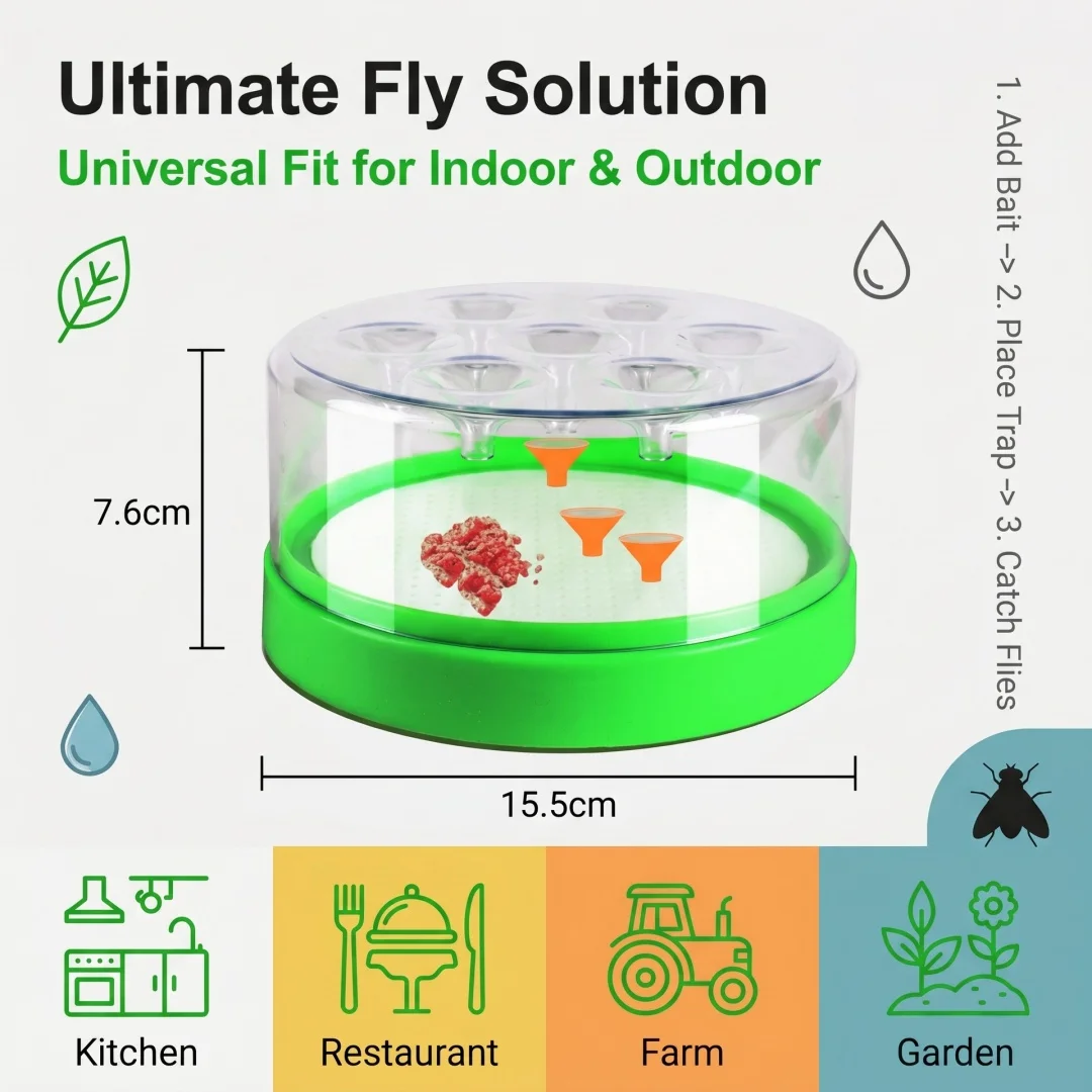 1Pcs Reusable Fruit Fly Trap Highly Effective Insect Catcher For Home Kitchen Restaurant Farm Indoor Outdoor Bug Pest Control