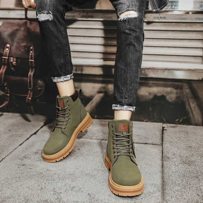 Men's Workwear High Top Boots Leather Boots Oversized Work Boots