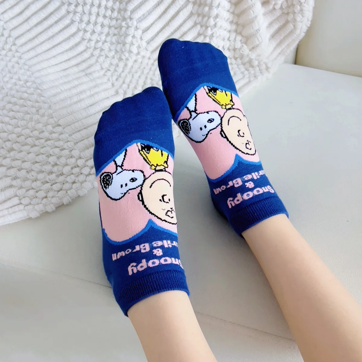 New Hot Sales Spring and Summer New Socks Children's Anime Cartoon Snoopyed Cute Straight Short Tube Socks Boat Socks Wome