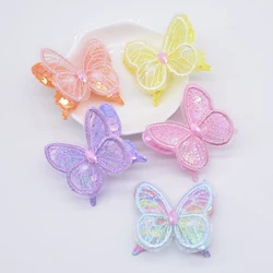 10Pcs 48*42mm Mesh Seaquins Double Butterfly Appliques for DIY Headwear Hair Clips Bow Decor Clothes Hat Shoes Sewing Patches