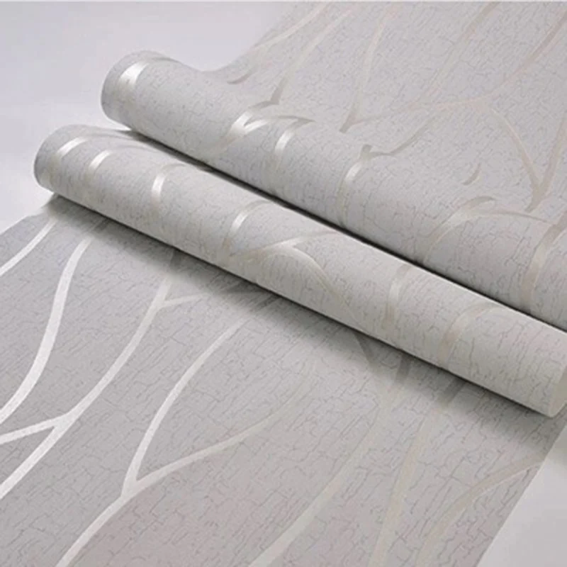 53cm European Style 3D Non-woven Wallpaper Modern Bedroom Background Moisture-proof Curve Stripes Thickened Wall Stickers