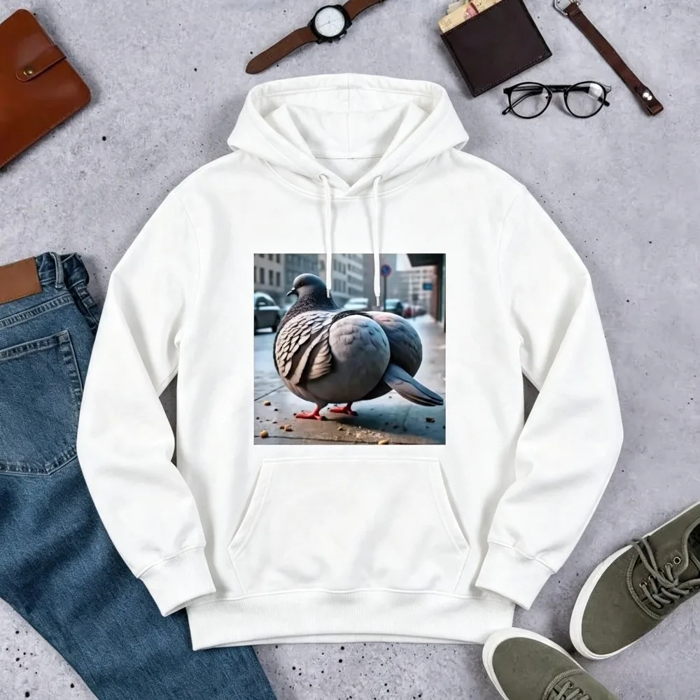Autumn New Funny Fat Pigeon Graphic Printed Hoodie Casual Fashion Hooded Pullover Loose Long Sleeve Sweatshirt for Men and Women