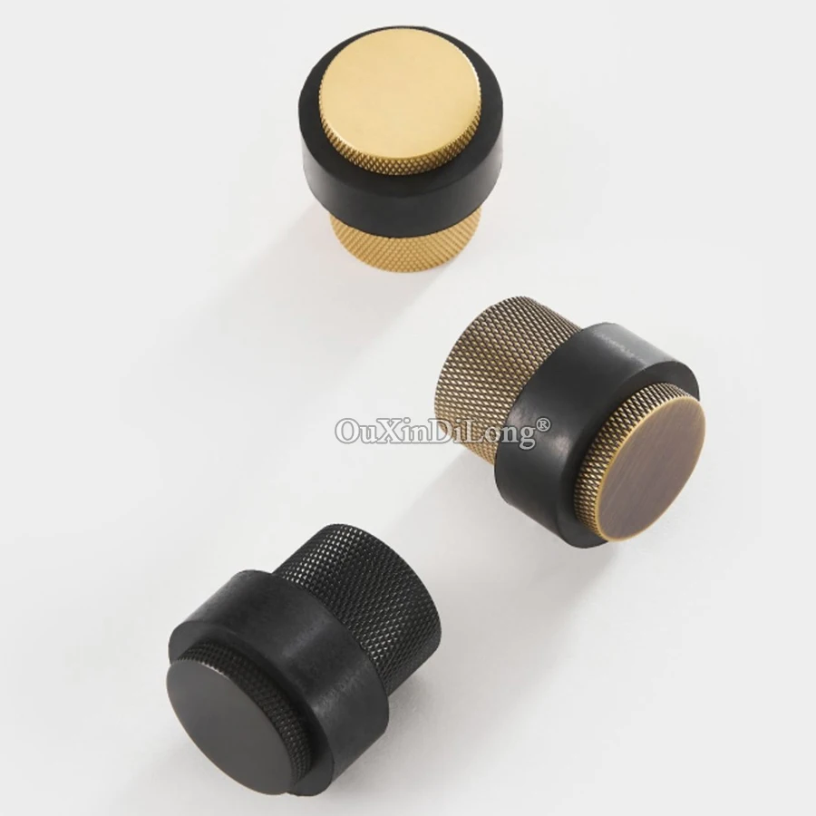 High-end 4Pieces Euorpean Solid Brass Knurled Door Stops Rubber Floor Protector Door Stopper Doorstops