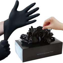 Black Nitrile Disposable Gloves 20/50/100Count Latex Free Home Cleaning Gloves Textured Mechanic Tattoo Hair Dye Beauty Gloves