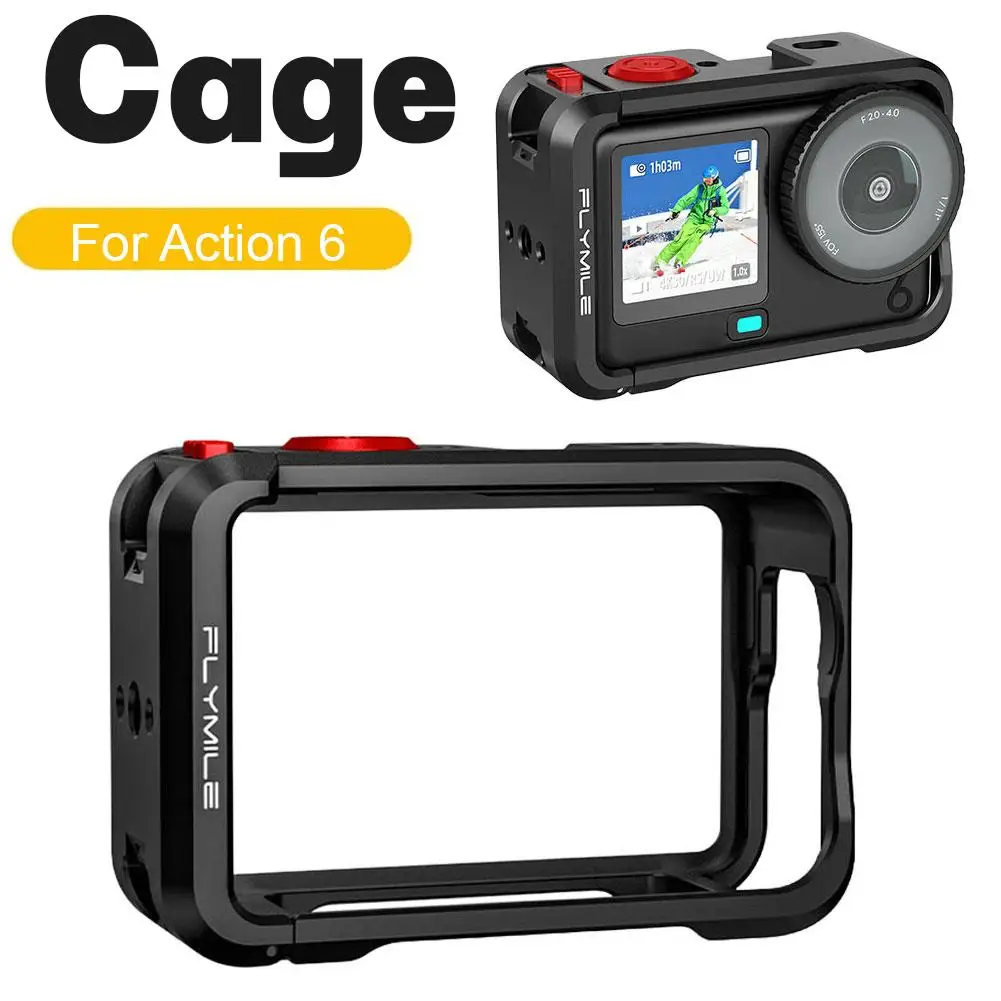

For DJI Osmo Action 6 Metal Cage With Lens Cap Aluminum Alloy Protective Frame Camera Mount Case For DJI Accessories