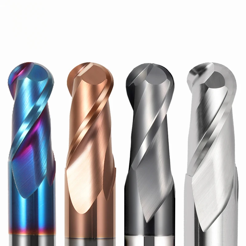 Ball Nose End Mill HRC55 2 Flute Tungsten Carbide Cutter CNC Bit R0.5 R0.75 R1 R1.25 R1.5 R1.75 R2 R3 R4 R5 R6 R7 R8 R9 R10