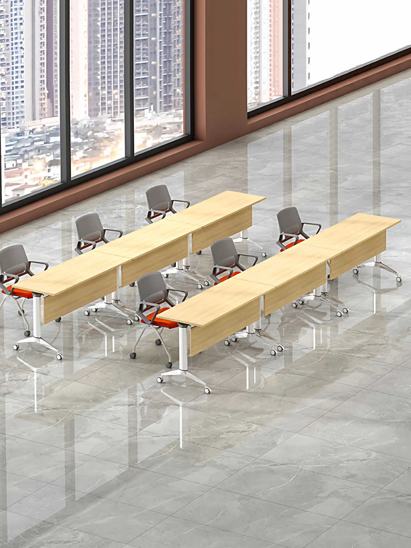 Training table and chair combination folding student desk tutoring class splicing conference table long strip mobile flap