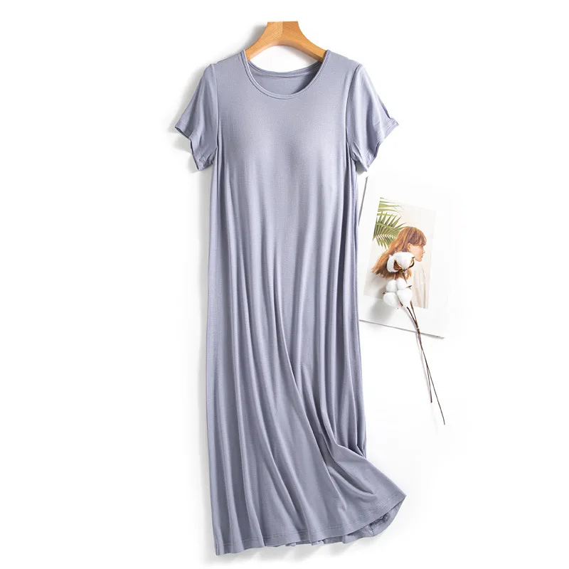 Women\'s Nightie New Modal Short Sleeve Home Wear Nightdress Casual Chest Pad Comfort Summer Nightgown Female Nightwear Dress