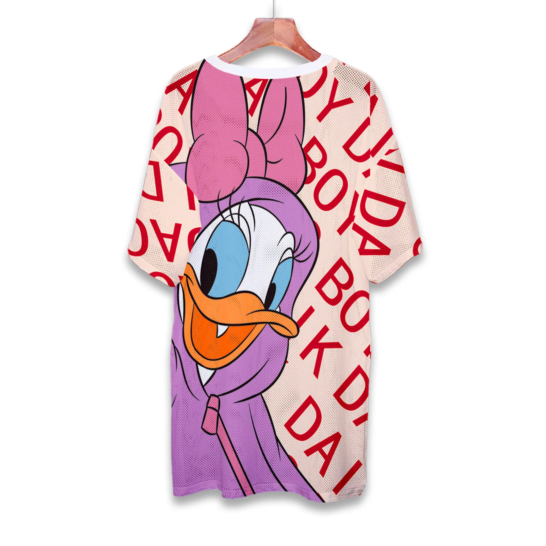 Donald Duck Daisy Nightdress Disney Summer Loose Women\'s Short Sleeve Cartoon Ice Silk Mesh Quick Dry Pajamas Nightdress