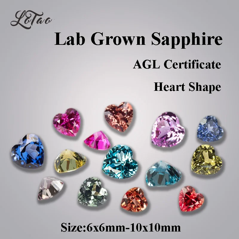 

Lab Grown Sapphire Extremely Shiny Quality Multiple Color Heart Shape Gems for Jewelry Setting&Custom Design AGL Certificate