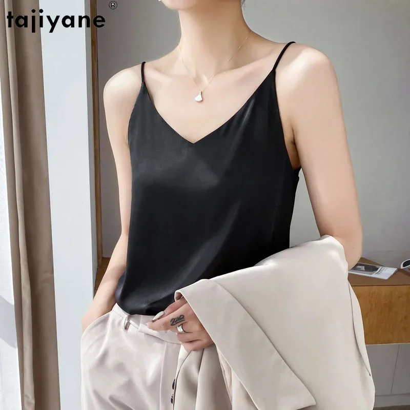 

Ayunsue Elegant Tank Top Women Casual Acetate Tops For Women 2024 Summer Clothes V-neck Camisole Tanks Top Basic Tops Outwear