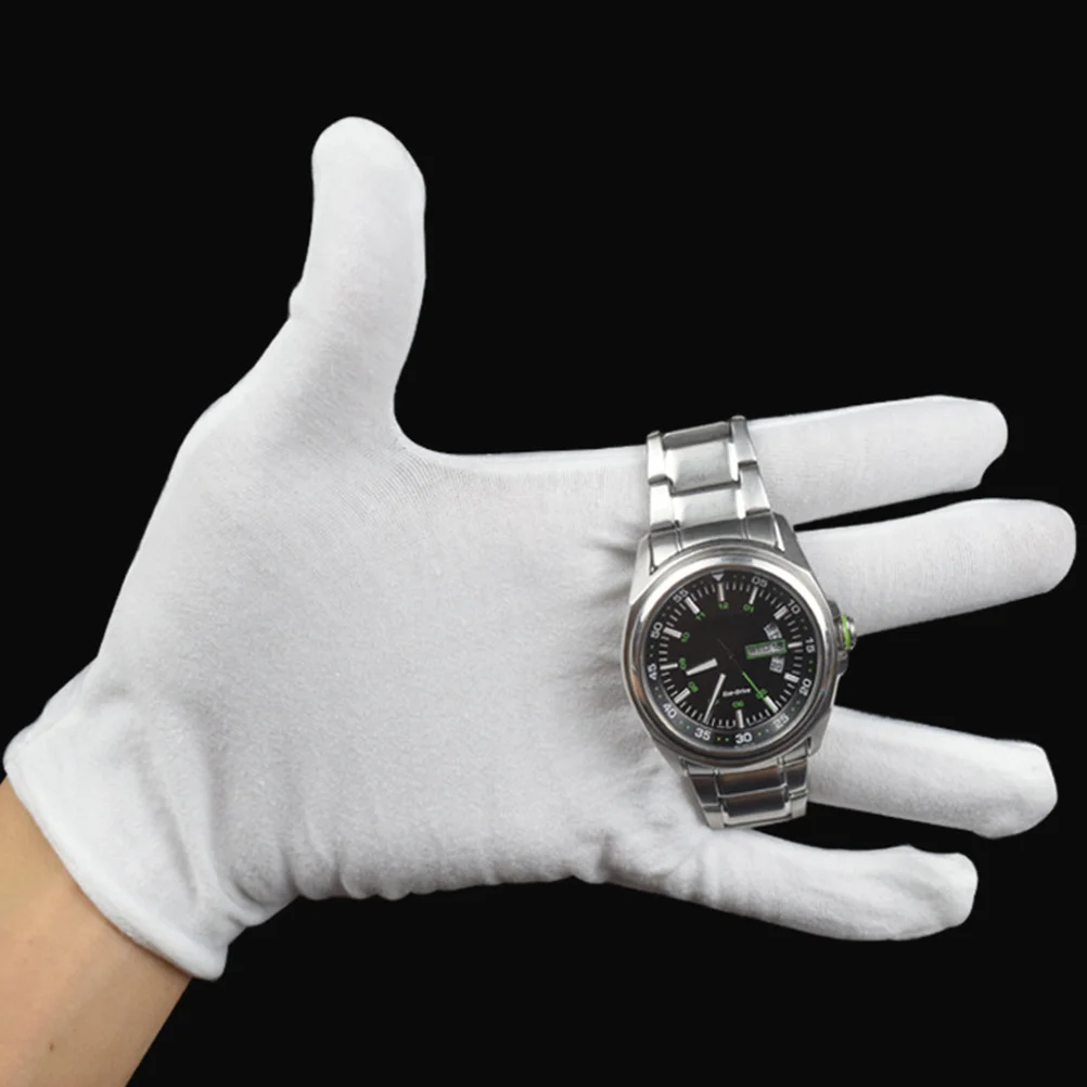 

12Pairs Jewelry Inspection Gloves Cotton Protective Work Gloves for Gardening Industrial Labor Cleaning Construction Safety