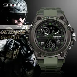 SANDA G Style Men LED Digital Watch Military Sport Quartz Watches Dual Display Waterproof Electron Wristwatch Relogio Masculino