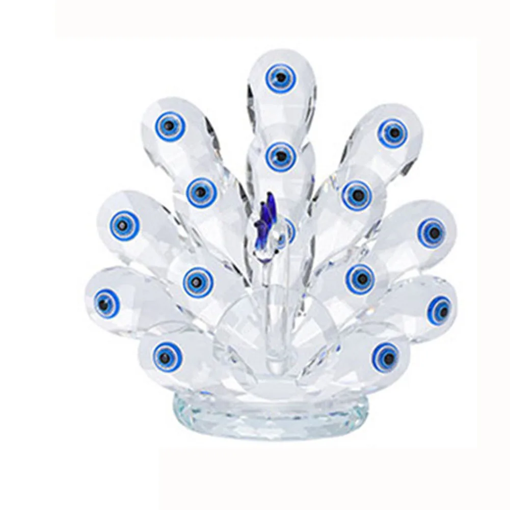 

Crystal Peacock Figurine Transparent+Blue 1 Pcs 15*13cm/5.91*5.12 In Beautiful Fashionable Glass Crafts Brand New