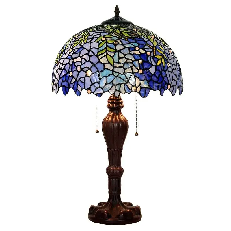 

Wisteria Flowers Tiffany Table Lamp European Luxury Country Glass Foyer Entrance Hall Wedding Desk Lighting D52302