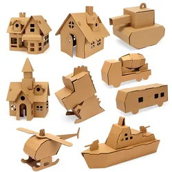 Children's Handmade DIY Material Pack Graffiti Paper Box Creative Assembly House Kindergarten Student Cardboard kids craft