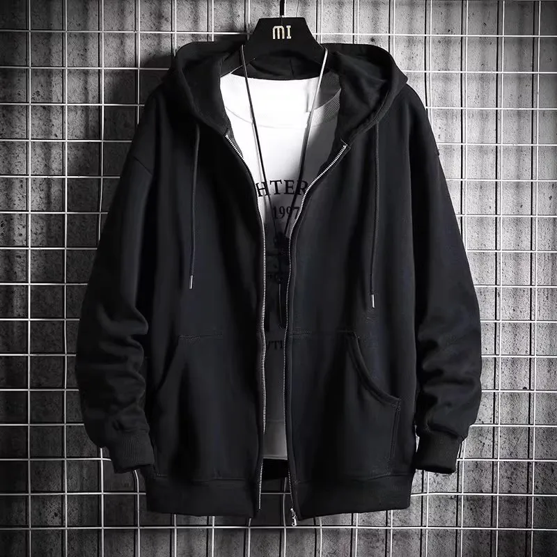 ملابس خارجية مانعة للتسرب للرجال للربيع والخريف والشتاء، سترة بغطاء للرأس بسحاب، مبطنة بالصوف الثقيل، سميكة بالإضافة إلى...