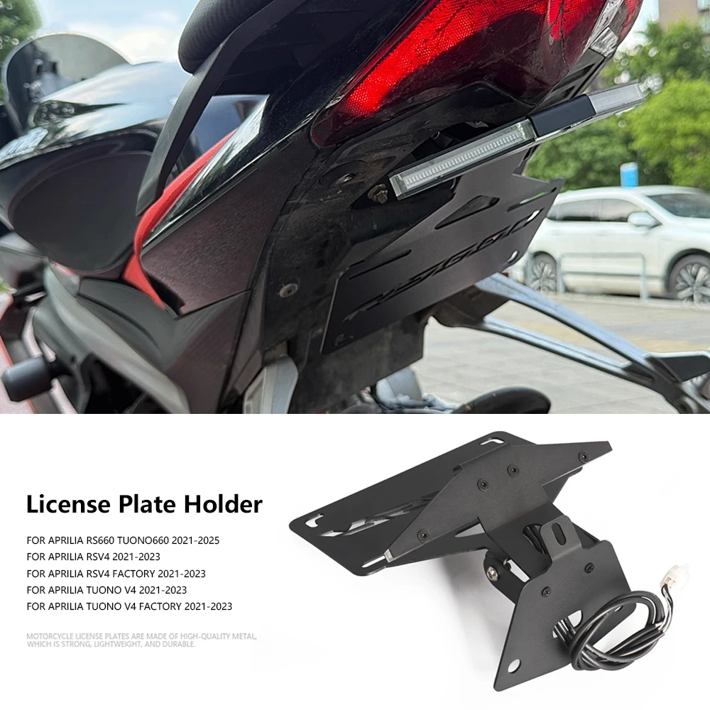 

Motorcycle Registration License Plate Holder Frame Fender Eliminator Fit For Aprilia RS660 Tuono 660 RSV4 FACTORY 2021-2024 2025