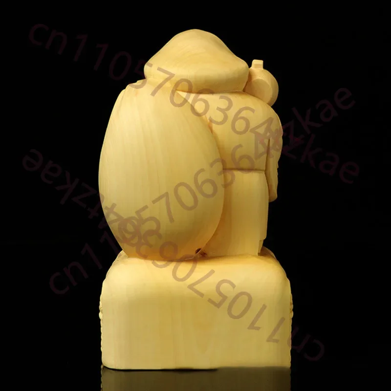 Boxwood wood carving Mahakala buddha statue Tibet Great black god Tantra God of Wealth sculpture home decoration statue
