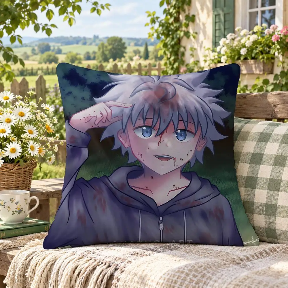 Anime Hunter K-Killua Zoldyck Cushion Cover Soft Short Plush Anti-Mite Sofa Bedroom Den Car Dorm Decor Gifts