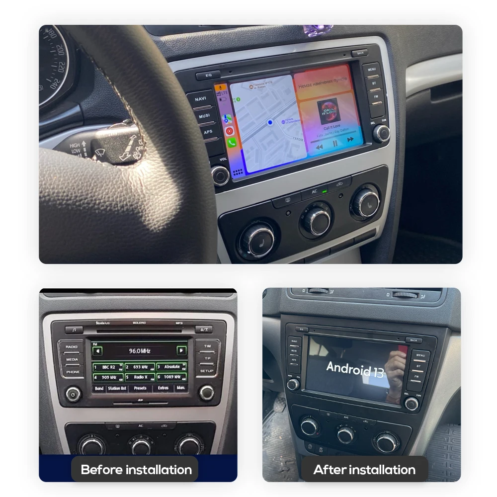 Carplay 8 inch Android 13 Car Radio For Skoda Octavia 2 A5 2004-2013 GPS Navigation Stereo Multimedia Bluetooth Wifi 8+256GB RDS