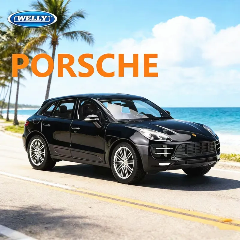 

WELLY 1:24 Модель автомобиля Porsche Macan Turbo SUV из сплава, литая металлическая игрушка, высокодетализированная коллекционная модель, подарок на день рождения для детей