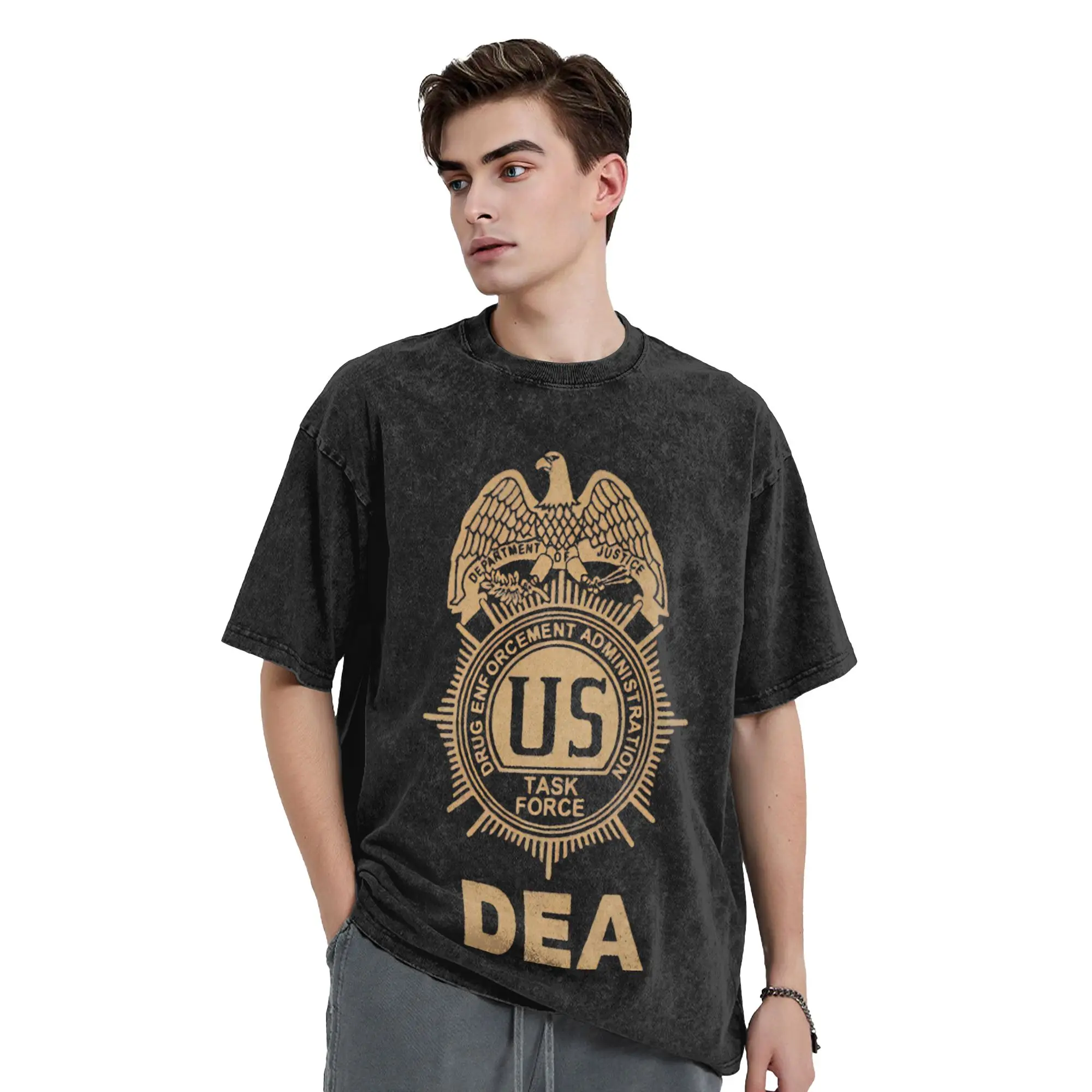 DEA US Federals Interdiction Agency Task Force T Shirts Washed 100% Cotton High Street T-Shirts Streetwear Graphic Printed Tees