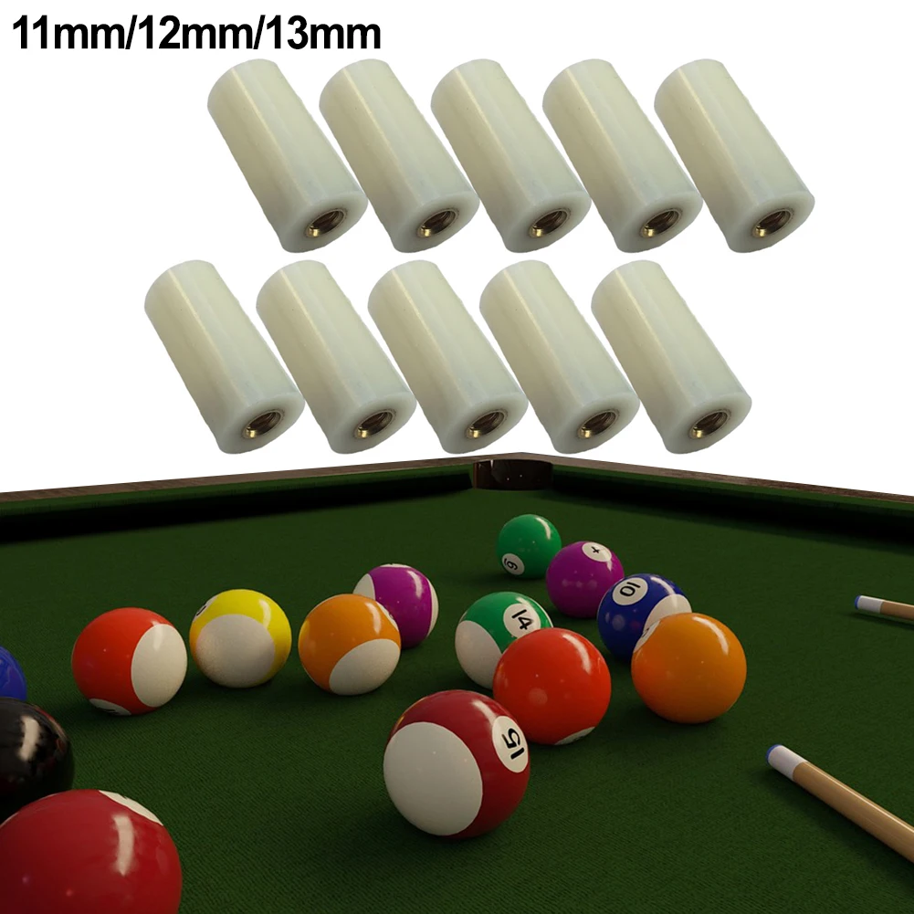 

10 шт., угловой кий для бильярда, 11/12/13 мм, нейлоновый винт, кожаная головка, наконечники с латунными нитками 3/16 дюйма, детали принадлежностей для бильярда