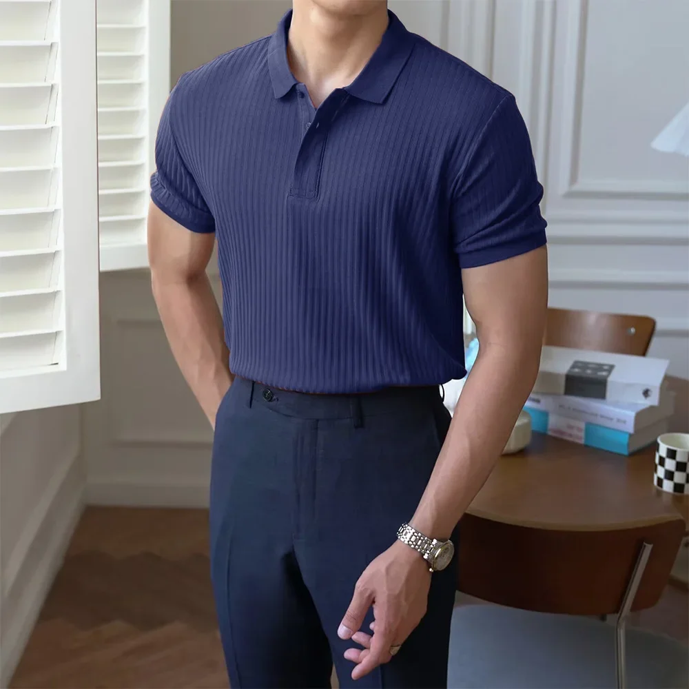 Männer Sommer Kurzarm Polo Dünne Casual Sportswear Hundert Stretch Tasten Koreanische Mode T-shirt männer Tops – Detail 2