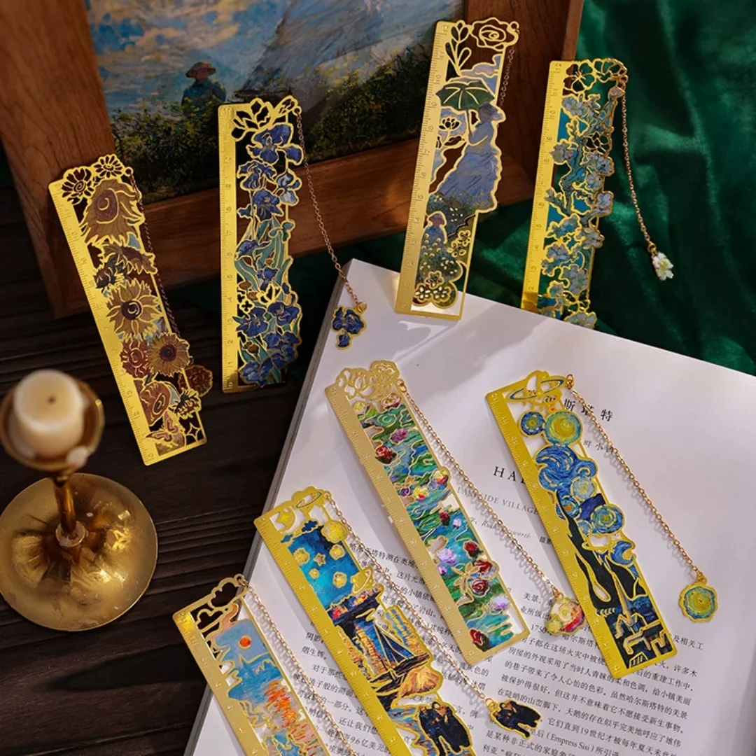 Scale Gold Bookmark Charm Chain Pendant Metal Art Painting Bookmarks Stationery Gifts For Book Lovers Read Book Clips