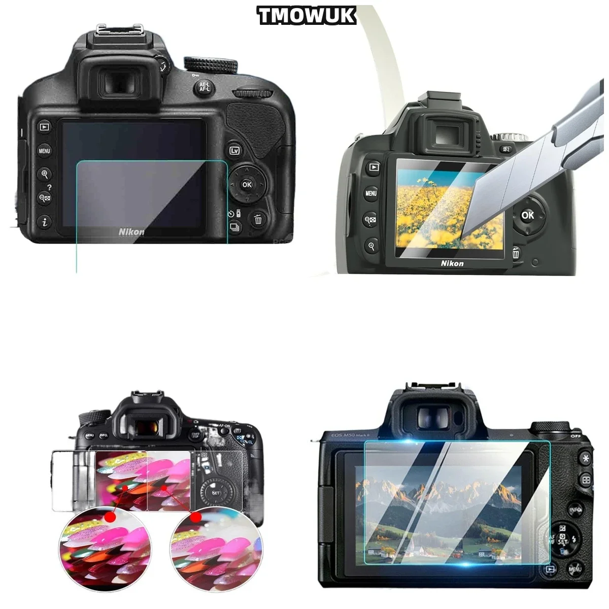 For Nikon D5300 D54 D5500 D5600 HD Clear Tempered Glass - Anti Shatter Screen Protector With Anti Yellowing & Anti Fog Coating