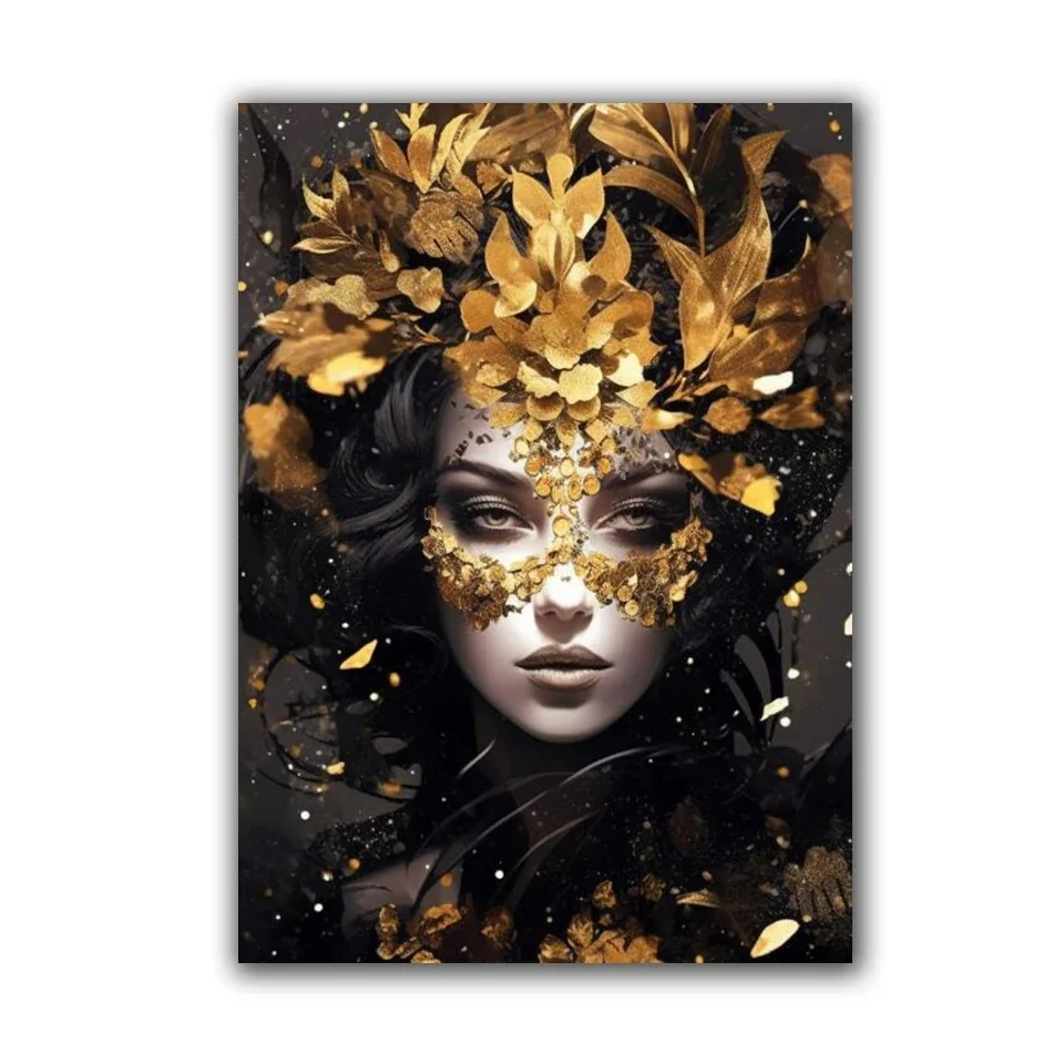 Black and Gold Flower Goddess Diamond Painting New 2024 Full Diamond Mosaic Woman Picture Of Rhinestone Embroidery Decor V691