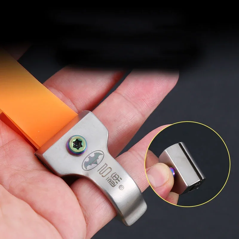 Picture 5: Outdoor EDC Frameless Ring Slingshot Flat Leather Quick Press Clip Rubber Band 304 Stainless Steel