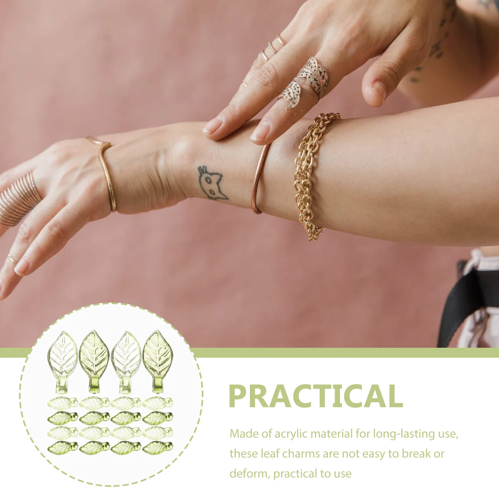 

100Pcs Acrylic Leaf Charms Lightweight DIY Pendant Craft Supplies for Jewelry Making Bracelets Necklaces Earrings