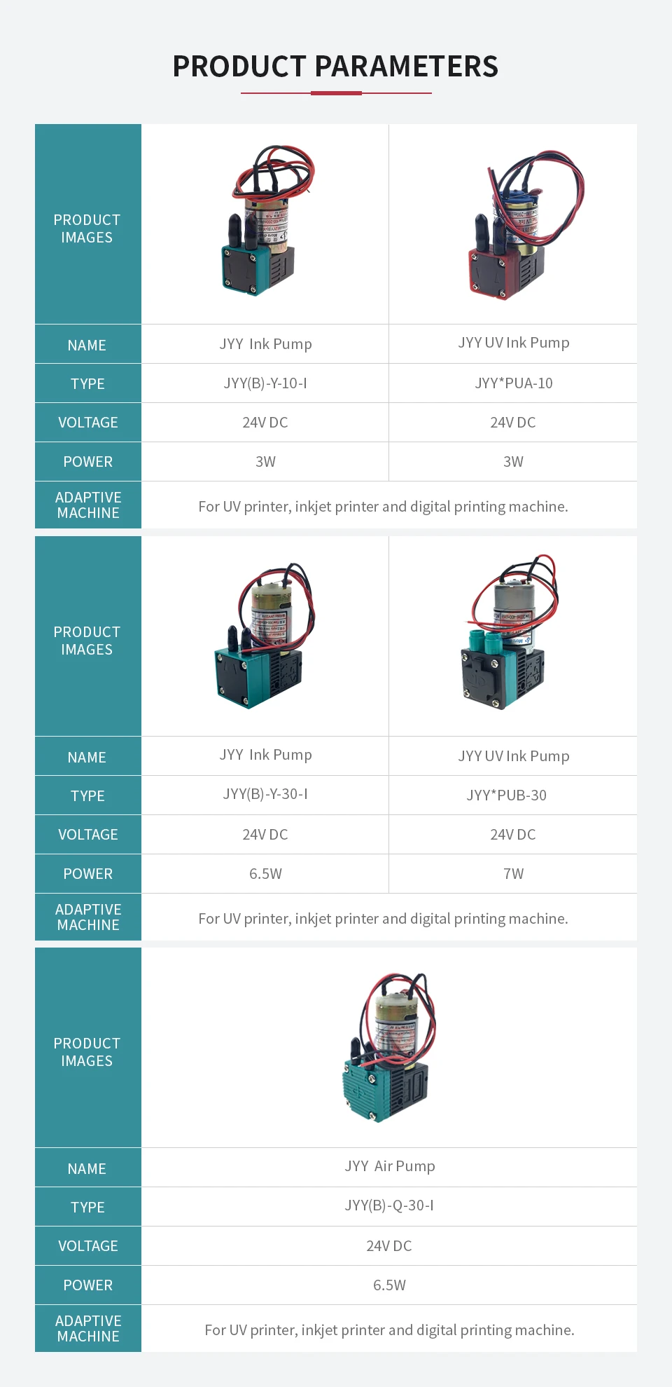 3W 6,5W Mikro-Membranpumpe Original JYY Lösungsmittel-/UV-Tintenpumpe JYY(B)-Y-10-I JYY*PUA-10 JYY(B)-Y-30-I JYY*PUB-30 JYY(B)-Q-30-I – Detail 3