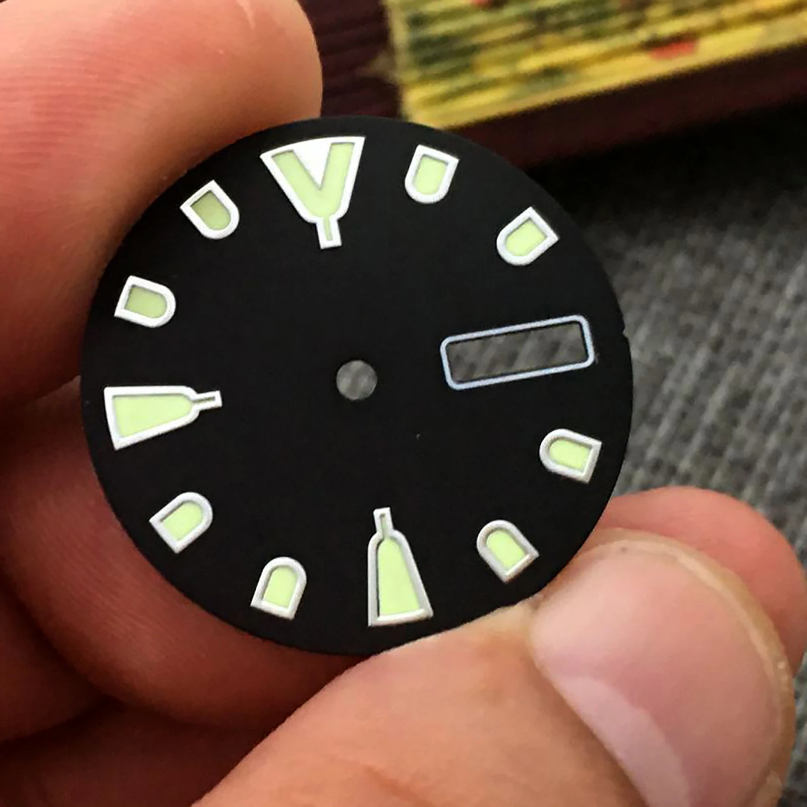 28.5mm Watch Dial for NH36 Movement C3 Green Luminous Double Calendar Dial Round Watch Face Accessories