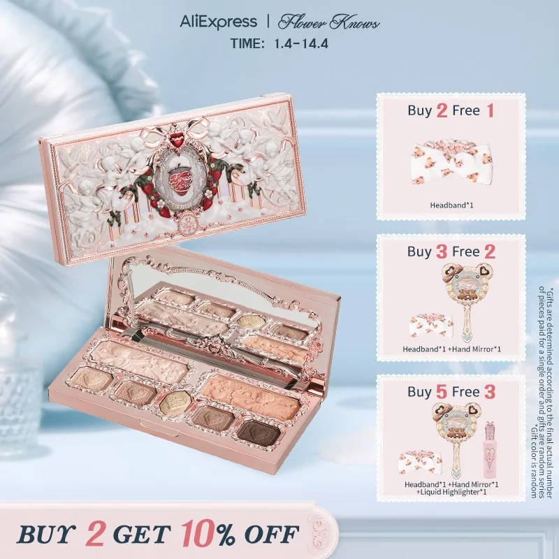 

Палитра для макияжа Flower Knows Strawberry Cupid Collection, 14 г, розовый румянец/хайлайтер