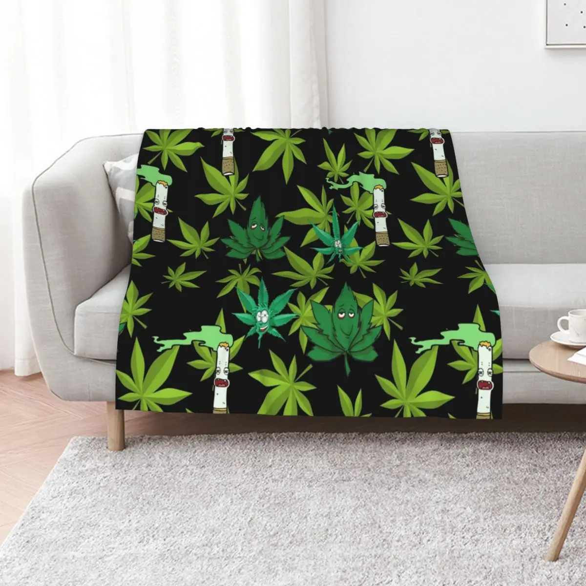 Weed Pattern Throw Blanket Flannels Hairy Blankets For Bed Stuffeds Luxury Throw funny gift Blankets