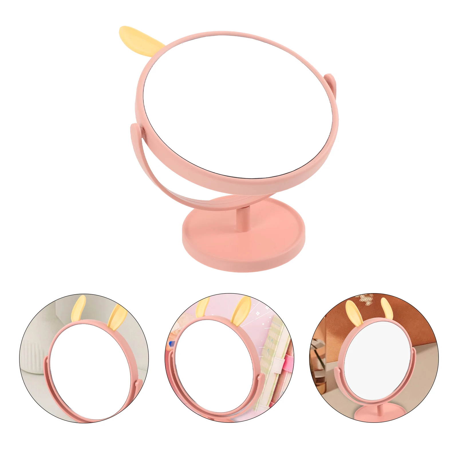 Cute Bunny Makeup Mirror for Desk Premium Desktop Vanity Mirror Smooth Edges No Burrs for Home Dormitory Bathroom Dresser