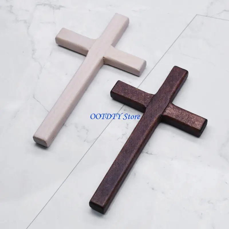 367A 2pcs Handmade Wooden Crosses Crucifix Jesus Christ Ornaments Religious Charm Pendant Making