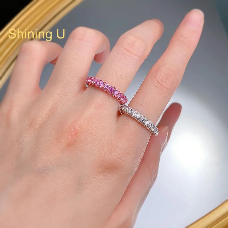 

Сияющее серебряное кольцо U S925 с цирконом и драгоценными камнями для женщин, ювелирные изделия, подарок на день рождения