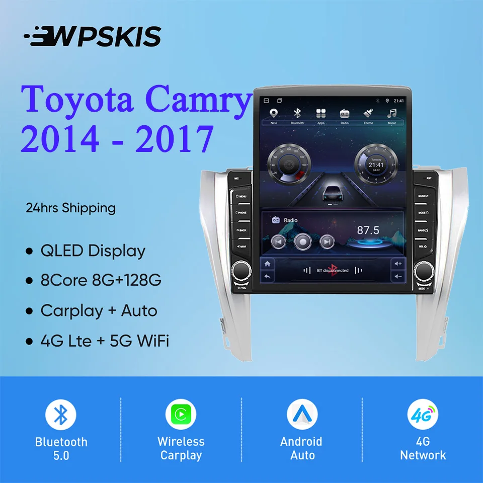 Android 14 8G Ram For Toyota Camry 2014 - 2017 Car Radio Stereo Video Audio A/V DVD Player GPS Navi HU 4G Lte WiFi Carplay Auto
