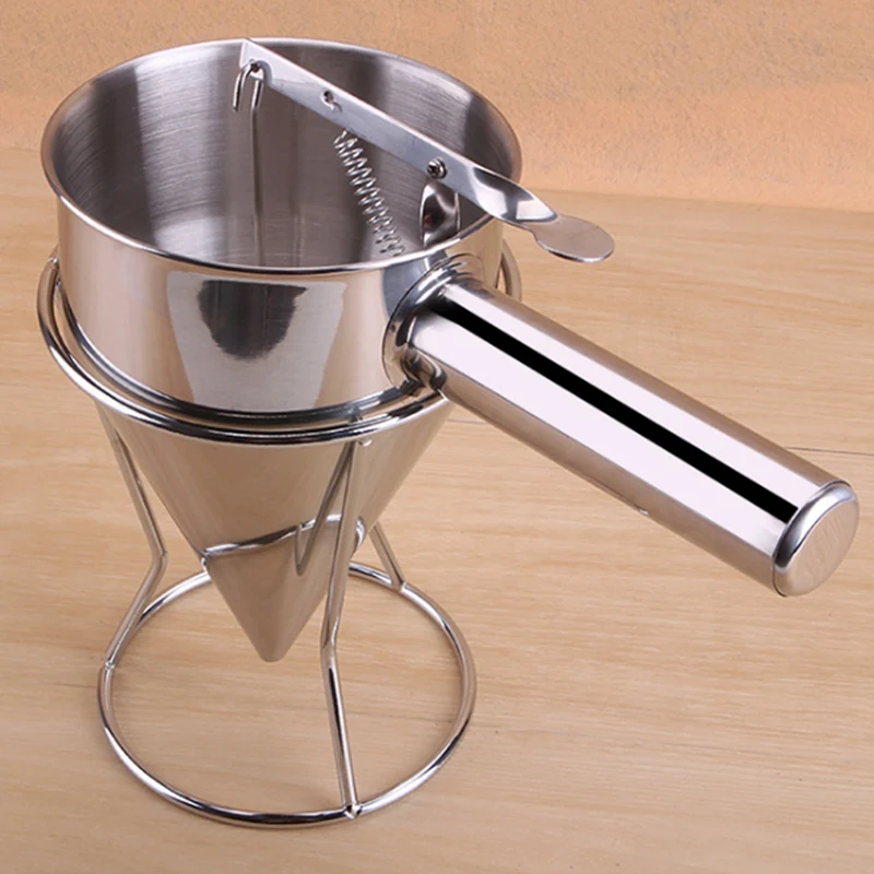 Ручной воронкообразный дозатор из нержавеющей стали, воронка для пеллет осьминога, ручной сепаратор для смешивания теста